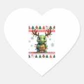 Ugly Xmas Sweater Style Lighting Turtle Christmas  Herz-Aufkleber (Vorderseite)
