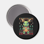 Ugly Xmas Sweater Style Lighting Turtle Christmas Magnet (Vorderseite/Rückseite)
