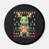 Ugly Xmas Sweater Style Lighting Turtle Christmas  Magnet (Vorne)