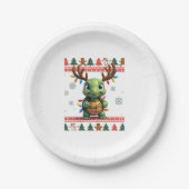 Ugly Xmas Sweater Style Lighting Turtle Christmas Pappteller (Vorderseite)