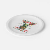Ugly Xmas Sweater Style Lighting Turtle Christmas Pappteller (Schrägansicht)