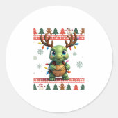 Ugly Xmas Sweater Style Lighting Turtle Christmas Runder Aufkleber (Vorderseite)