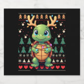Ugly Xmas Sweater Style Lighting Turtle Christmas  Schaumweinetikett (Einzelnes Label)