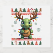 Ugly Xmas Sweater Style Lighting Turtle Christmas Schaumweinetikett (Einzelnes Label)