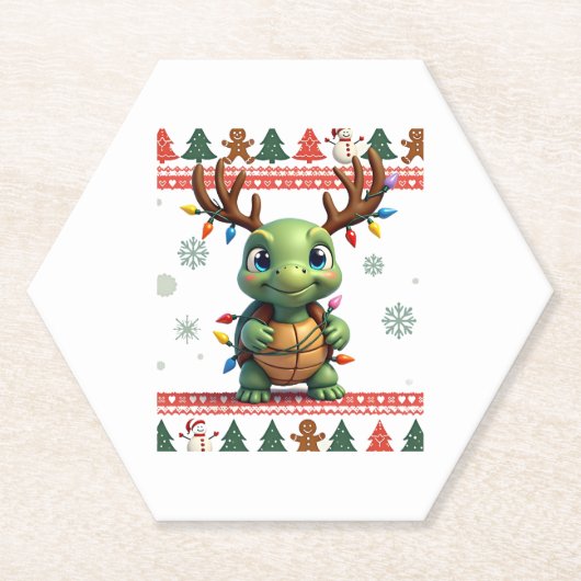 Ugly Xmas Sweater Style Lighting Turtle Christmas Untersetzer (Vorderseite)