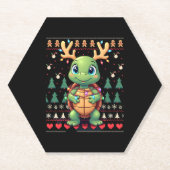 Ugly Xmas Sweater Style Lighting Turtle Christmas  Untersetzer (Vorderseite)