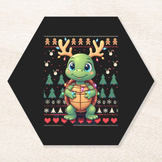 Ugly Xmas Sweater Style Lighting Turtle Christmas Untersetzer (Vorderseite)