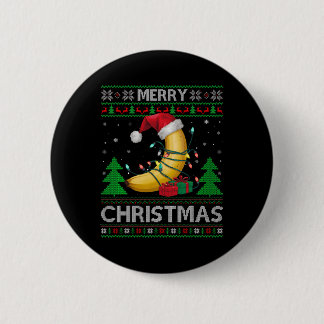 Ugly Xmas Sweater Style Lights Santa Banana Christ Button