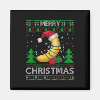 Ugly Xmas Sweater Style Lights Santa Banana Christ Magnet