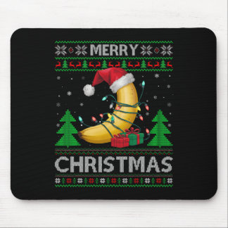 Ugly Xmas Sweater Style Lights Santa Banana Christ Mousepad
