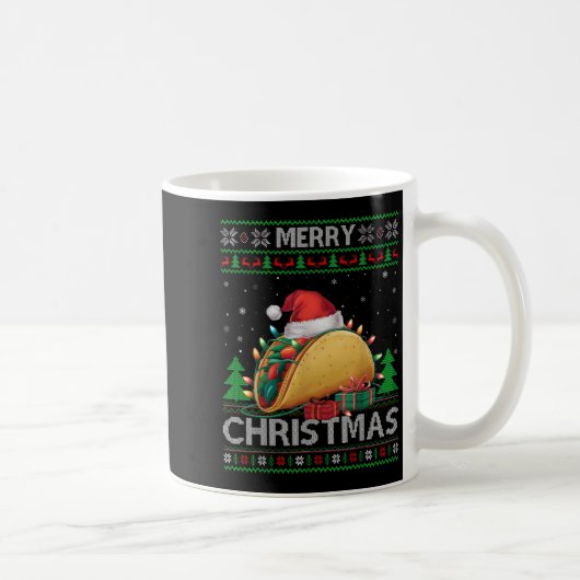 Ugly Xmas Sweater Style Lights Santa Taco Christma Kaffeetasse (Rechts)