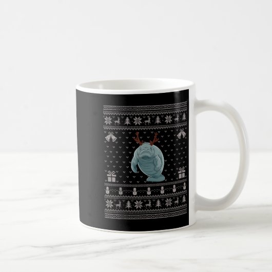 Ugly Xmas Sweater Style Manatee Reindeer Christmas Kaffeetasse (Rechts)