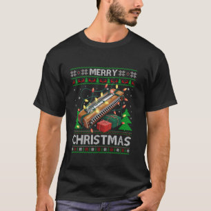 Ugly Xmas Sweater Style Musical Harmonica Christma T-Shirt