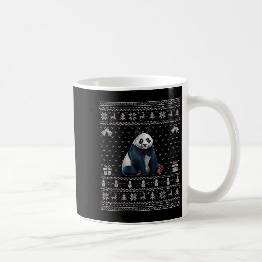Ugly Xmas Sweater Style Panda Reindeer Christmas  Kaffeetasse (Rechts)