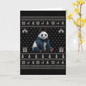 Ugly Xmas Sweater Style Panda Reindeer Christmas  Karte (Gelbe Blume)