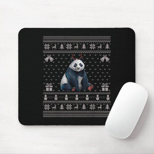 Ugly Xmas Sweater Style Panda Reindeer Christmas Mousepad (Mit Mouse)