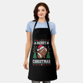 Ugly Xmas Sweater Style Santa American Football Schürze (Getragen)