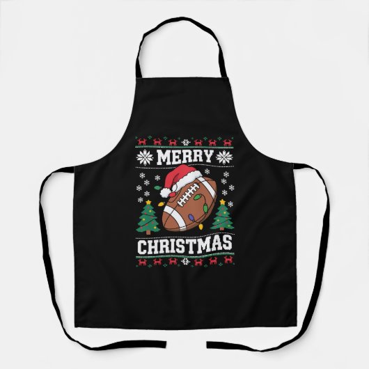 Ugly Xmas Sweater Style Santa American Football Schürze (Vorderseite)