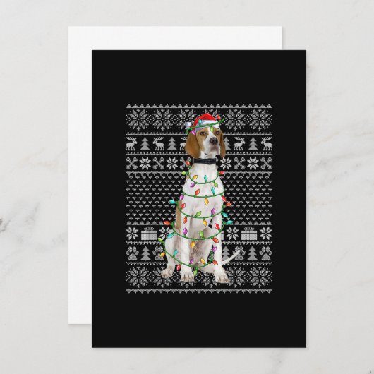 Ugly Xmas Sweater Style Santa English Pointer Dog Einladung (Vorne/Hinten)