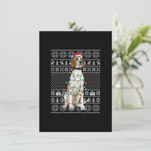 Ugly Xmas Sweater Style Santa English Pointer Dog Einladung (Stehend Vorderseite)
