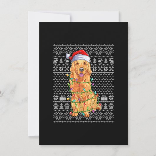 Ugly Xmas Sweater Style Santa Golden Retriever Hun Einladung (Vorderseite)