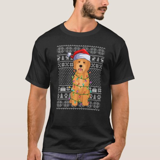 Ugly Xmas Sweater Style Santa Goldendoodle Dog Chr T-Shirt (Vorderseite)
