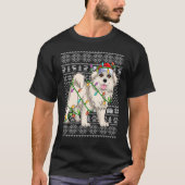 Ugly Xmas Sweater Style Santa Great Pyrenäen Hund T-Shirt (Vorderseite)