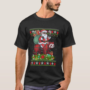 Ugly Xmas Sweater Style Santa Riding Red Panda Chr T-Shirt