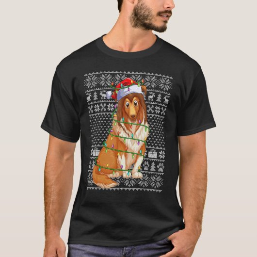 Ugly Xmas Sweater Style Santa Shetland Sheepdog Ch T-Shirt (Vorderseite)