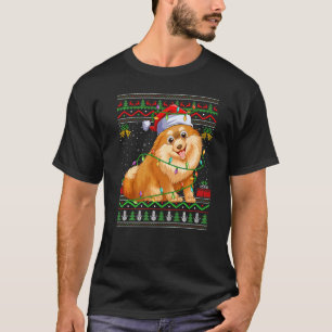 Ugly Xmas Sweater Style Santa Spitz Dog Chris T-Shirt