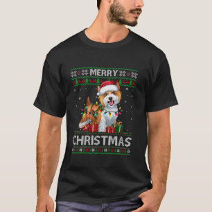 Ugly Xmas Sweater Style Santa Tibetan Terrier Dog T-Shirt