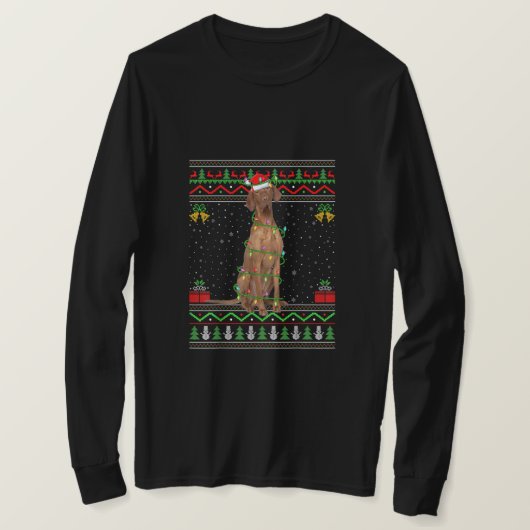Ugly Xmas Sweater Style Santa Vizsla Dog Weihnacht T-Shirt (Design vorne)