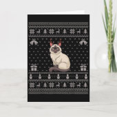 Ugly Xmas Sweater Style Siamese Cat Reindeer Chris Karte (Vorderseite)