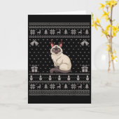 Ugly Xmas Sweater Style Siamese Cat Reindeer Chris Karte (Gelbe Blume)