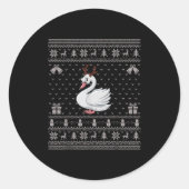 Ugly Xmas Sweater Style Swans Reindeer Christmas Runder Aufkleber (Vorderseite)