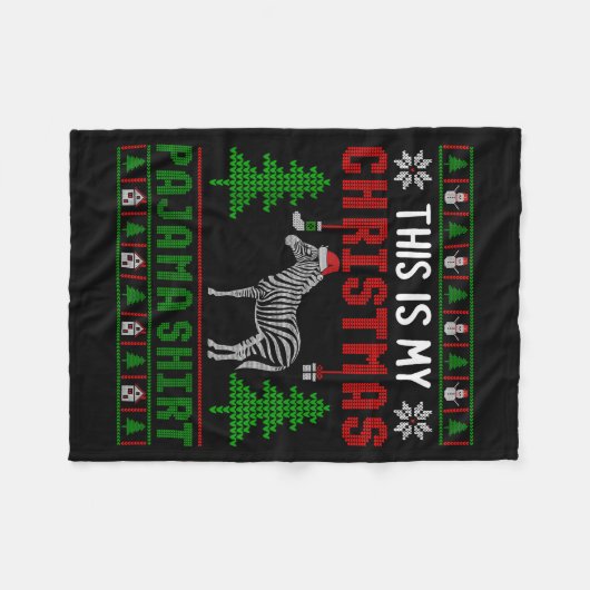 Ugly Xmas Sweater Zebra This Is My Christmas Pajam Fleecedecke (Vorderseite (Horizontal))