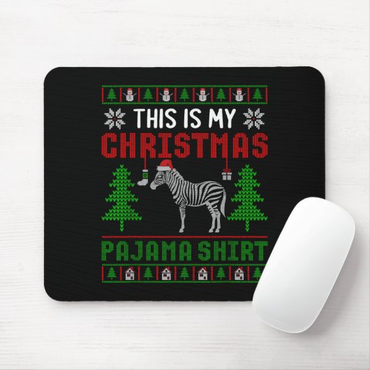 Ugly Xmas Sweater Zebra This Is My Christmas Pajam Mousepad (Mit Mouse)