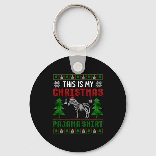 Ugly Xmas Sweater Zebra This Is My Christmas Pajam Schlüsselanhänger (Vorderseite)