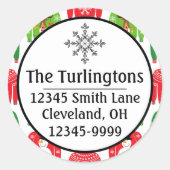 Ugly Xmas Sweaters Polar Bear Rücksendeadresse Runder Aufkleber (Vorderseite)