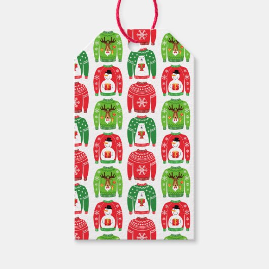 Ugly Xmas Sweaters Polar Bear Snowman Rudolf Red Geschenkanhänger (Vorderseite)