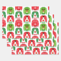 Ugly Xmas Sweaters Polar Bear Snowman Rudolf Red