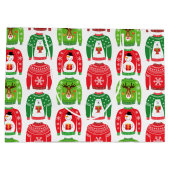 Ugly Xmas Sweaters Polar Bear Snowman Rudolf Red Große Geschenktüte (Rückseite)