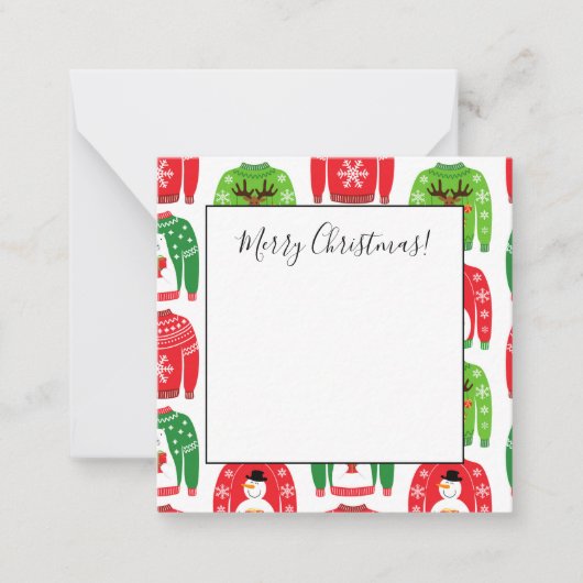 Ugly Xmas Sweaters Polar Bear Snowman Rudolf Red Mitteilungskarte (Vorderseite)