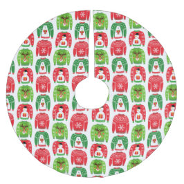 Ugly Xmas Sweaters Polar Bear Snowman Rudolf Red Polyester Weihnachtsbaumdecke