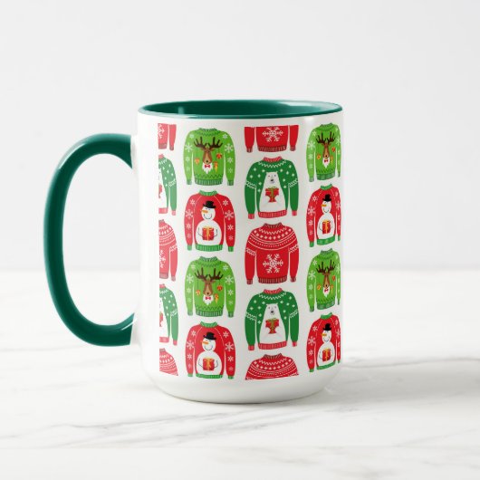 Ugly Xmas Sweaters Polar Bear Snowman Rudolf Red Tasse (Links)