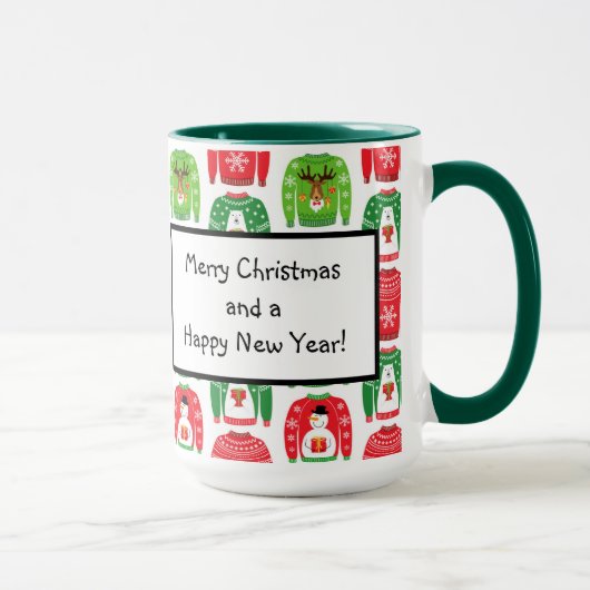 Ugly Xmas Sweaters Polar Bear Snowman Rudolf Red Tasse (Rechts)