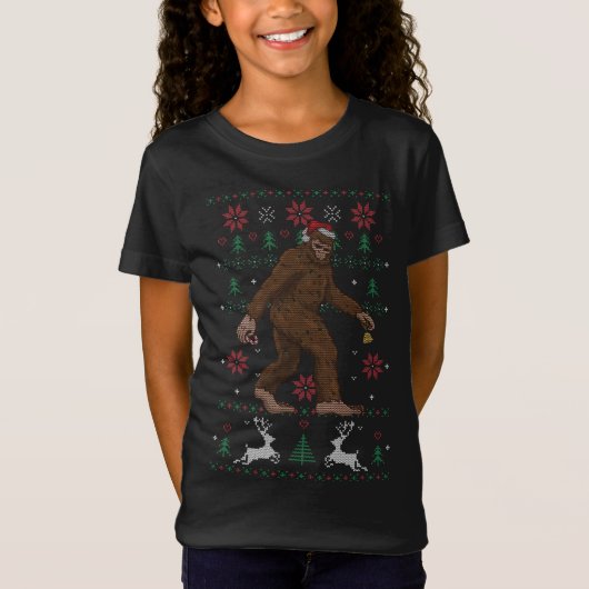 Ugly Xmas Tree Cryptid Sasquatch Bigfoot Weihnacht T-Shirt (Vorderseite)