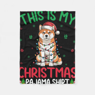 Ugly Xmas Tree Lights Santa Akita Inu Dog Christma Fleecedecke