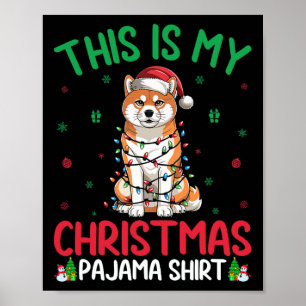 Ugly Xmas Tree Lights Santa Akita Inu Dog Christma Poster