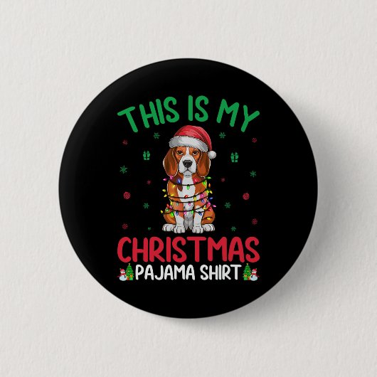 Ugly Xmas Tree Lights Santa Beagle Weihnachten P Button (Vorderseite)
